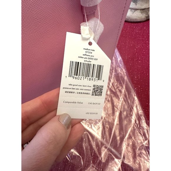 Kate Spade Schuyler Mitten Pink Tote Bag K7354 NWT $359 Leather Lined Pockets - Picture 14 of 14